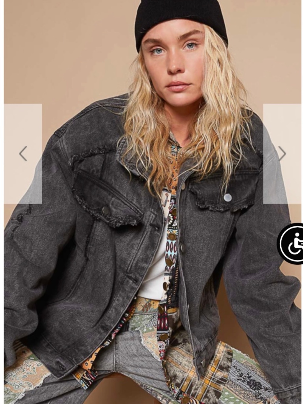 NWT POL Denim Distressed Black Jacket